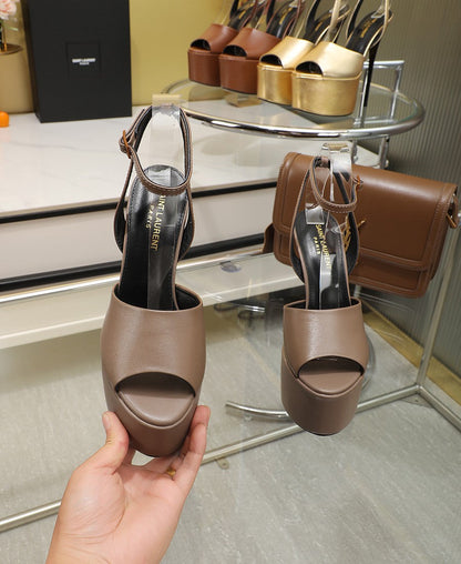 SL SUPER HIGH HEELS SANDAL ASH BROWN CALFSKIN