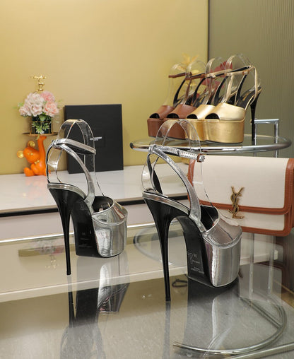 SL SUPER HIGH HEELS SANDAL SILVER CALFSKIN