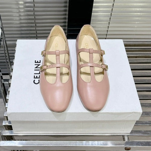 FLAT SANDALS WITH DOUBLE STRAP-DESIGN LEATHER ROSE PINK