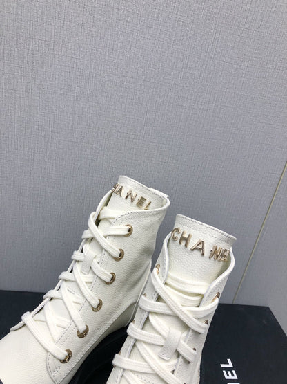 MARTIN SHORT BOOTS WHITE MIX BLACK LAMBSKIN