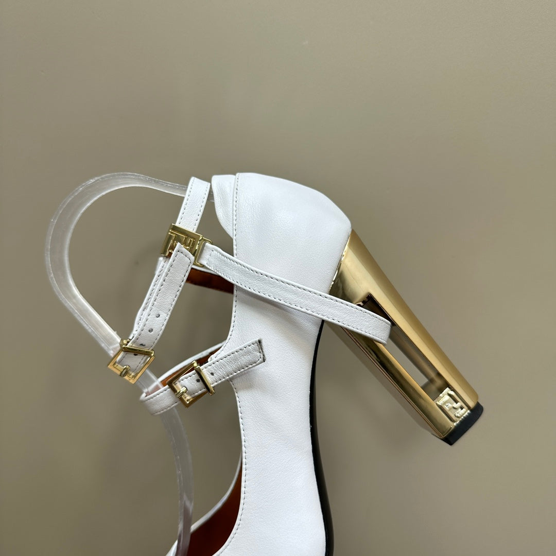 FENDI DELFINA HIGH-HEELED 85 MM SANDAL IN WHITE LAMBSKIN