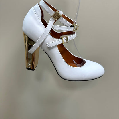 FENDI DELFINA HIGH-HEELED 85 MM SANDAL IN WHITE LAMBSKIN
