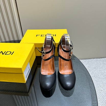 FENDI DELFINA HIGH-HEELED 85 MM SANDAL IN BLACK LAMBSKIN