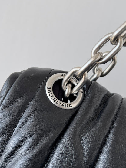 MONACO BAG 43 IN BLACK QUILTED THIN CALFSKIN SILVER HARDWARE