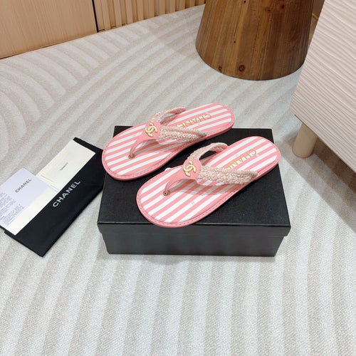 CC WOVEN FLIP FLOP WHITE MIX PINK SHEEPSKIN