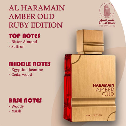 Al Haramain Amber Oud Ruby Edition Unisex Arabian Perfume Men Long Lasting 3.4 fl oz / 100 ml for Men | Genuine Designer Fragrance – Free Delivery