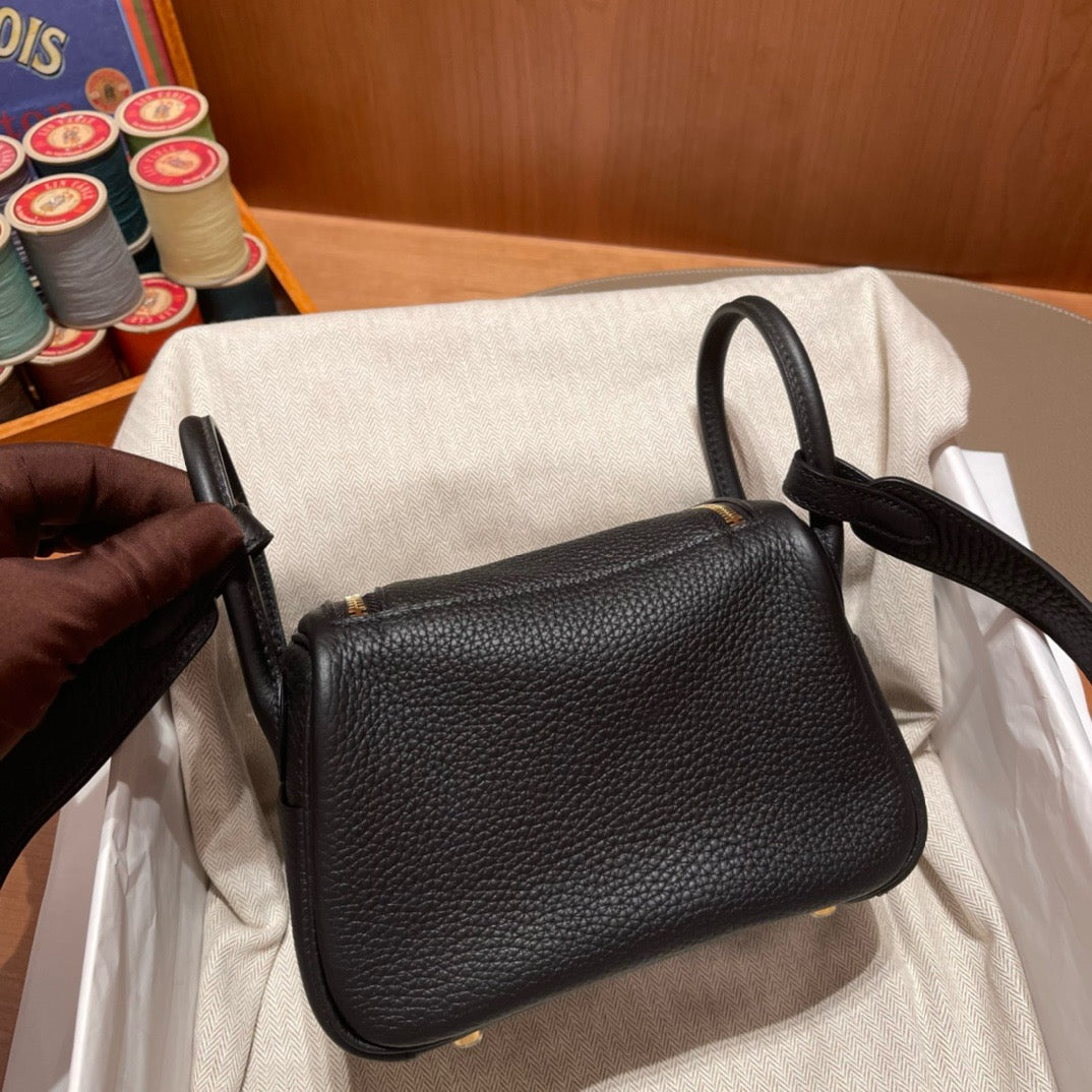 HERM Mini Lindy, 19cm, Noir, TC Skin