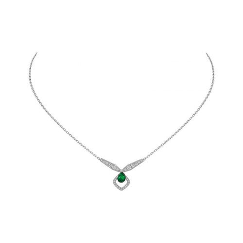JOSEPHINE MALACHITE SILVER DIAMOND NECKLACE