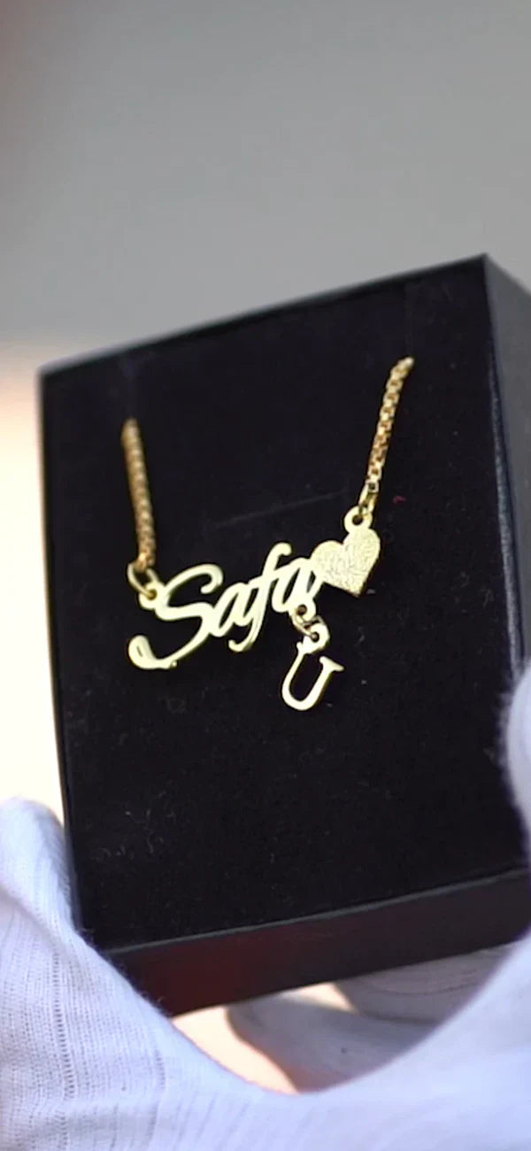 Customized Name Necklace – Personalized Name Pendant with Heart | Custom Jewelry Gift for Women