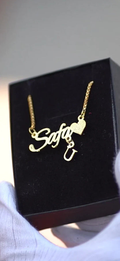 Customized Name Necklace – Personalized Name Pendant with Heart | Custom Jewelry Gift for Women