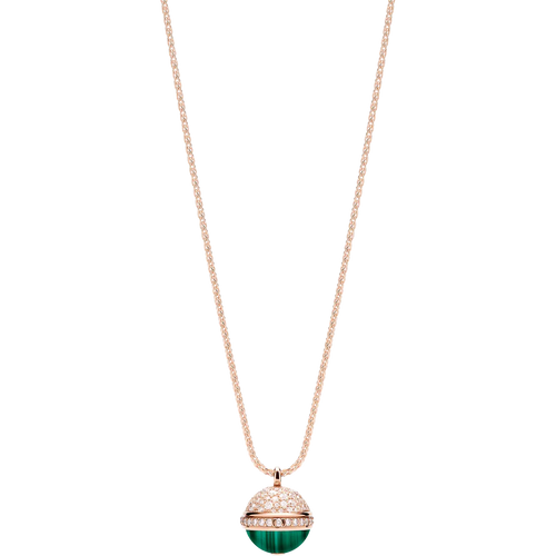 POSSEISSION DIAMOND PINK GOLD MALACHITE NECKLACE