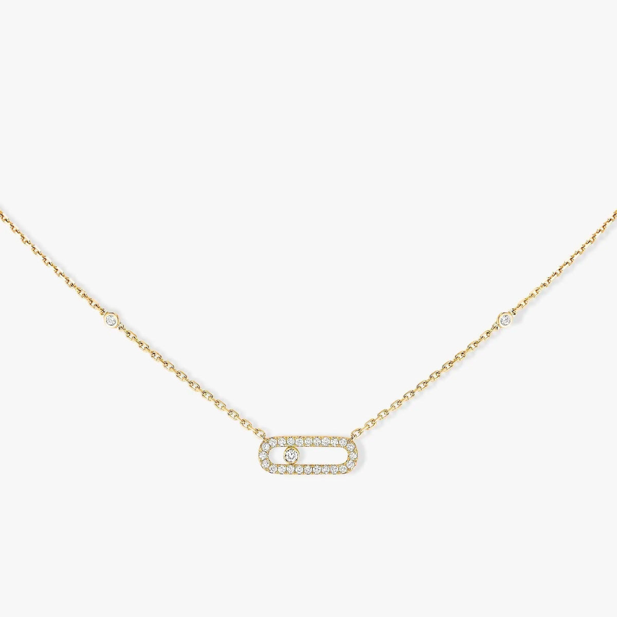 MOVE UNO PAVED SILVER DIAMOND NECKLACE