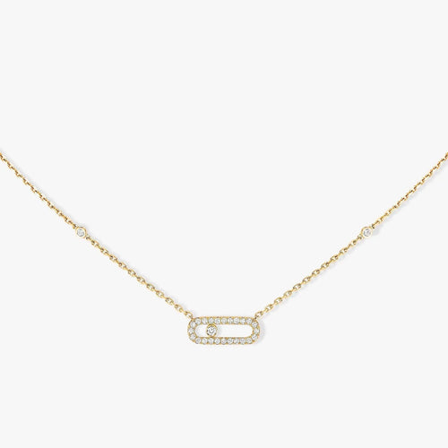 MOVE UNO PAVED SILVER DIAMOND NECKLACE