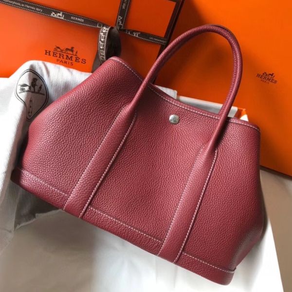 HERM Garden Party 30 Bag In Bordeaux Taurillon Leather