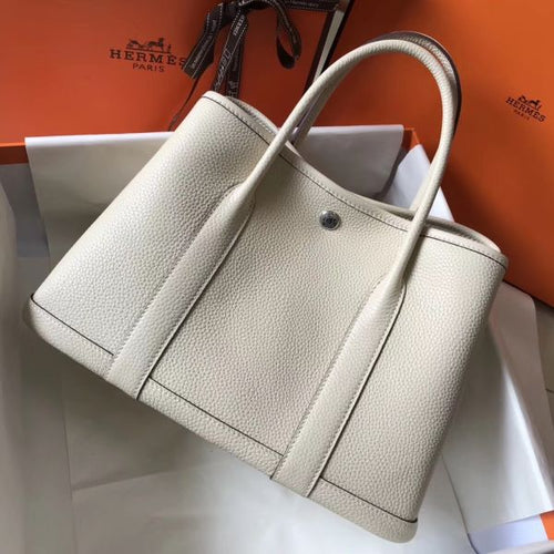 HERM Garden Party 36 Bag In White Clemence Leather