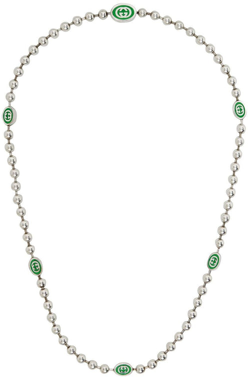 INTERLOCKING G BOULE CHAIN NECKLACE SILVER