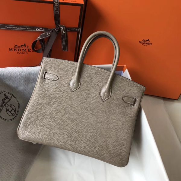 HERM Birkin 25cm Bag In Tourterelle Clemence Leather GHW