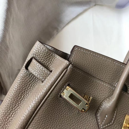 HERM Birkin 25cm Bag In Tourterelle Clemence Leather GHW