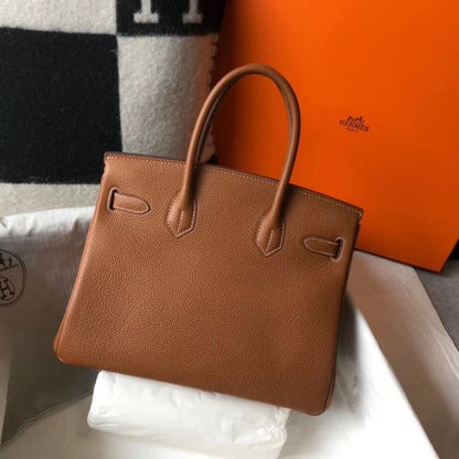 HERM Birkin 30cm Bag In Gold Clemence Leather GHW
