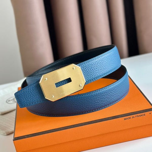 HERM Neo Reversible Belt 32MM in Blue Clemence Leather