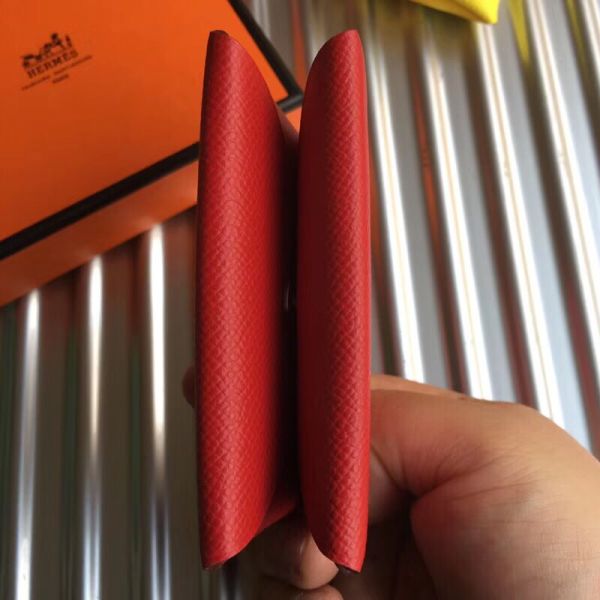 HERM Calvi Card Holder In Red Epsom Leather
