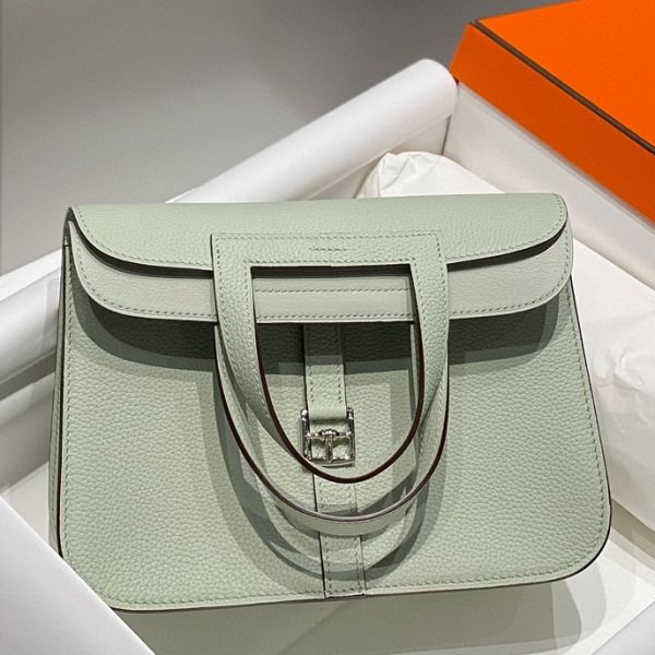 HERM Halzan 25 Bag in Vert Fizz Clemence Leather