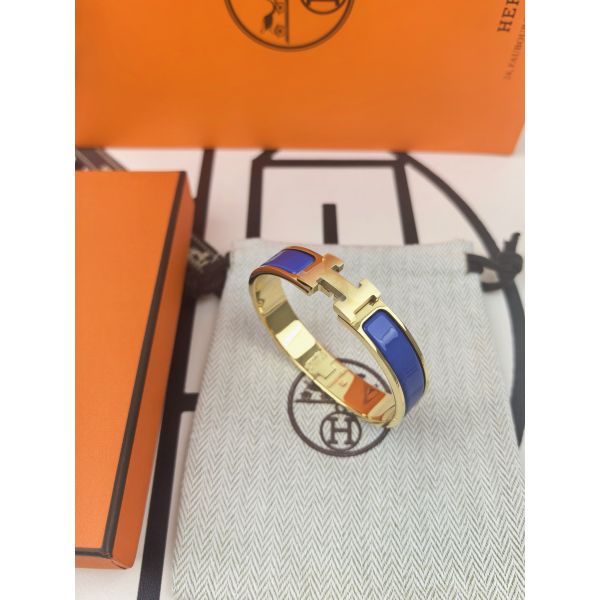 HERM Blue Enamel Clic H Bracelet