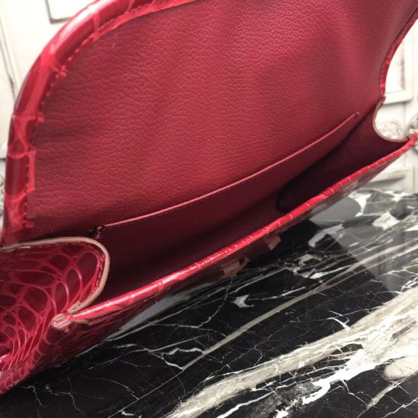 HERM Jige Elan 29 Clutch In Dark Red Crocodile Leather