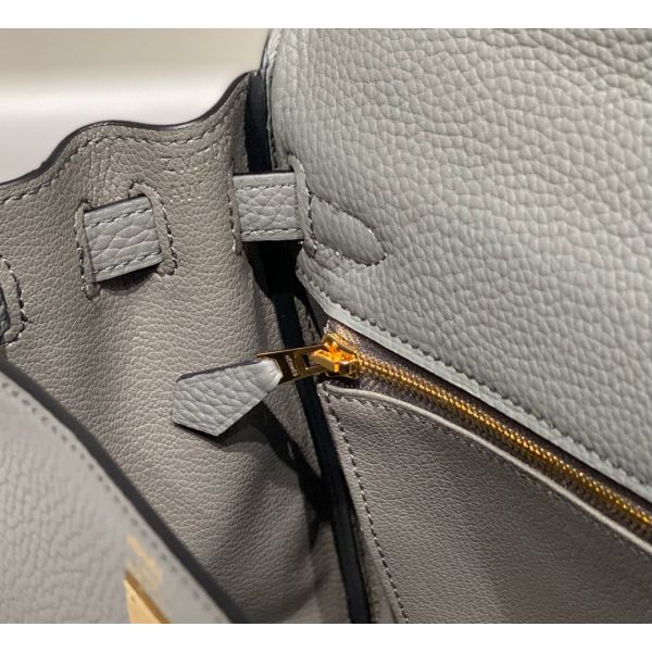 HERM Kelly 25cm Retourne Bag In Gris Meyer Clemence Leather