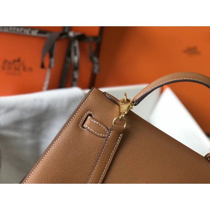 HERM Kelly 25cm Sellier Bag In Gold Epsom Leather