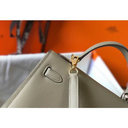 HERM Kelly 25cm Sellier Bag In Tourterelle Epsom Leather