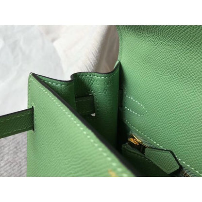 HERM Kelly 25cm Sellier Bag In Vert Criquet Epsom Leather