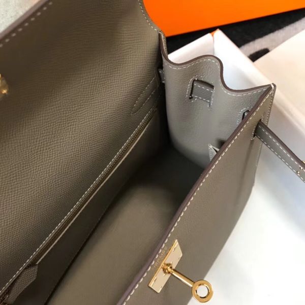 HERM Kelly 28cm Bag In Gris Asphalt Epsom Leather GHW