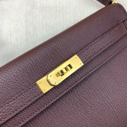HERM Kelly Elan Handmade Bag In Rouge Sellier Chevre Mysore Leather