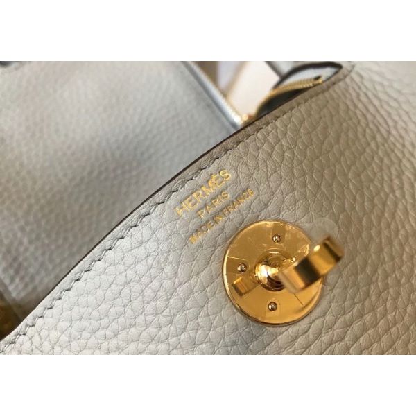 HERM Lindy Mini Bag In Pearl Grey Clemence Leather GHW