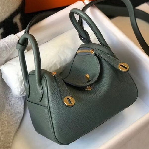HERM Lindy Mini Bag In Vert Amande Clemence Leather GHW
