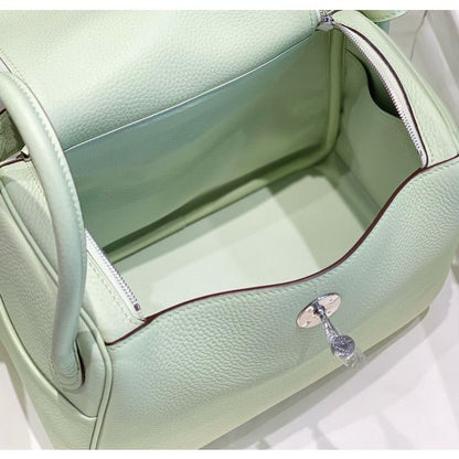 HERM Lindy 26cm Bag In Vert Fizz Clemence Leather GHW