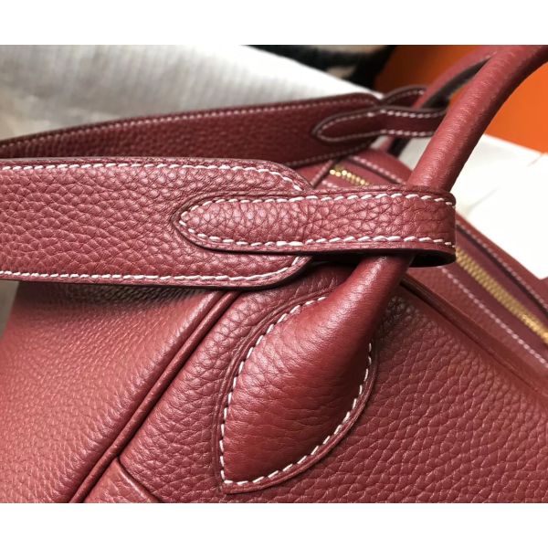 HERM Lindy 30cm Bag In Bordeaux Clemence Leather GHW