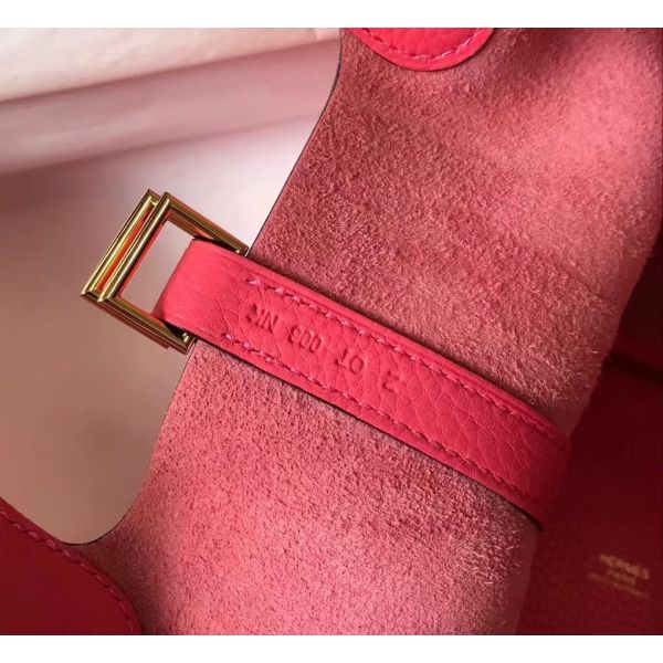 HERM Picotin Lock 18 Bag In Rose Lipstick Clemence Leather