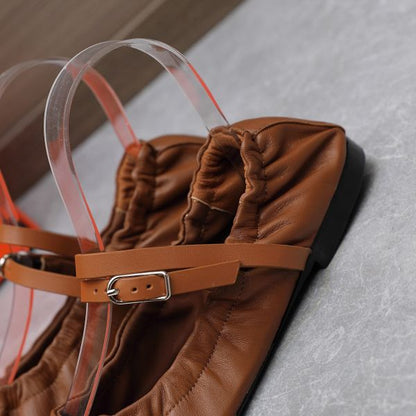 HERM Jolly Ballet Flats in Brown Nappa Leather