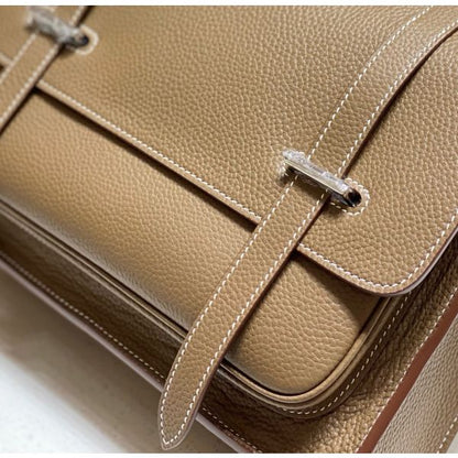 HERM Steve 30 Messenger Bag in Taupe Clemence Leather