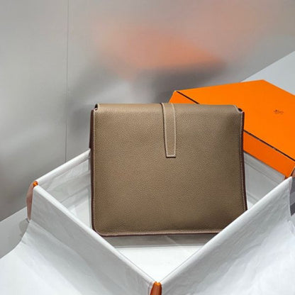 HERM Steve Light Junior Messenger Bag in Taupe Clemence Leather