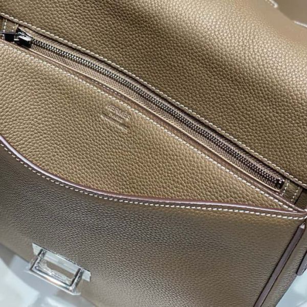 HERM Steve Light Junior Messenger Bag in Taupe Clemence Leather
