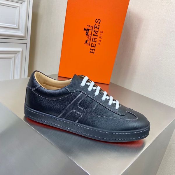 HERM Boomerang Sneakers In Black Epsom Leather