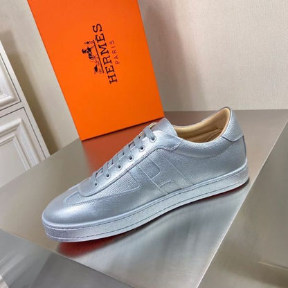 HERM Boomerang Sneakers In Silver Epsom Leather