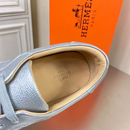 HERM Boomerang Sneakers In Silver Epsom Leather
