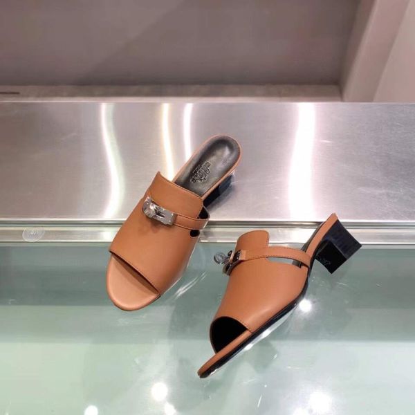 HERM Candy 40mm Sandals In Brown Calfskin