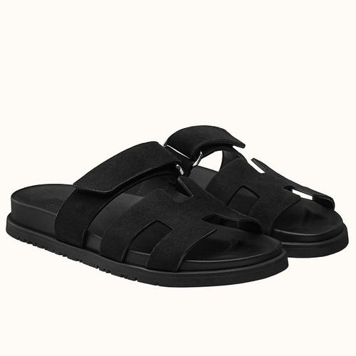 HERM Women's Chypre Sandals In Black Suede Calfskin
