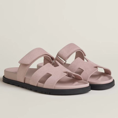 HERM Women's Chypre Sandals In Pink Suede Calfskin