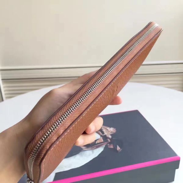 HERM Brown Clemence Azap Zipped Wallet